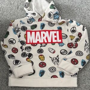 Marvel Cream Hoodie with Colorful Hero Icons